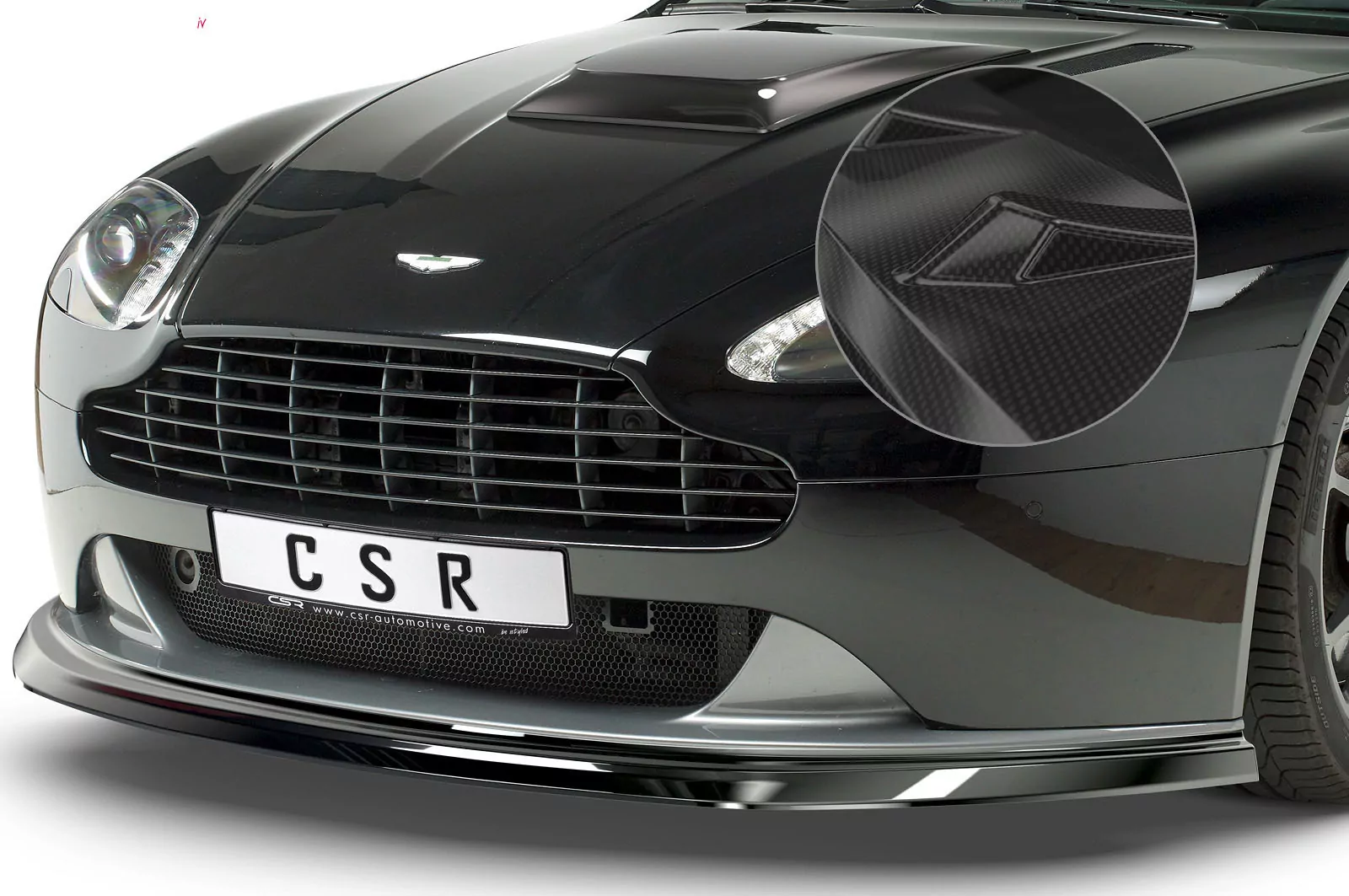 Cup-Spoilerlippe mit ABE für Aston Martin Vantage CSL392-C Carbon Look Hochglanz