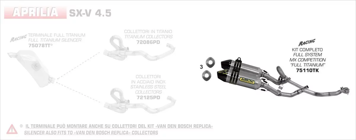 Arrow Off-Road MX Competition Full System With Carby End Cap Aprilia SX-V 5.5 07