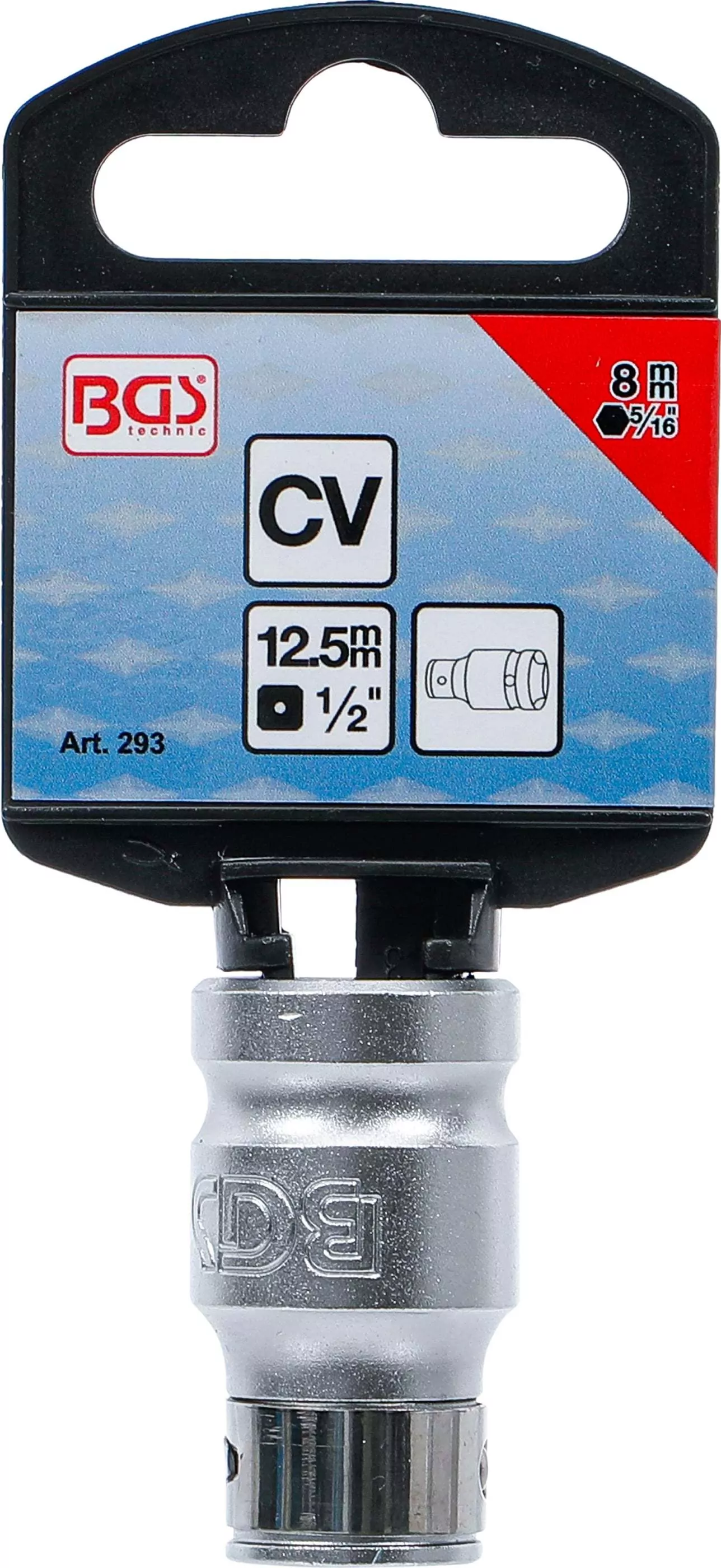 Bit-Adapter mit Haltekugel | Innenvierkant 12,5 mm (1/2") | Innensechskant 8 mm (5/16")