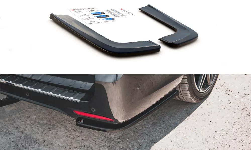 Heck Ansatz Flaps Diffusor V.1 Passend Für Mercedes-Benz V-Klasse AMG-Line W447 Facelift Schwarz Hochglanz