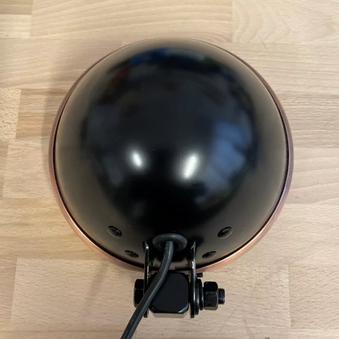 LED-Scheinwerfer "Pearl" 5-3/4" | schwarz/kupfer M10 unten | Glas Ø=145mm | E-geprüft