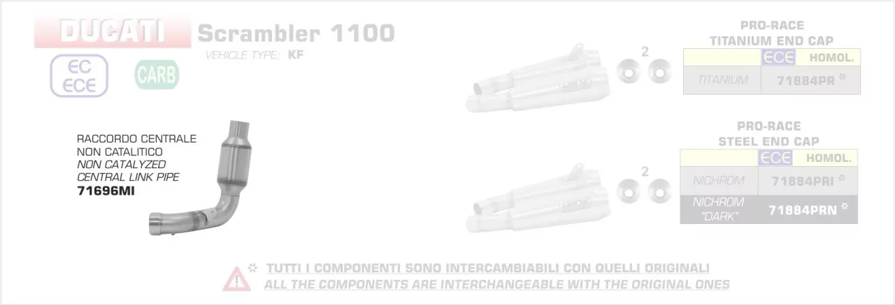 71696MI-Arrow Verbindungsrohr Ducati Scrambler 1100 18-19