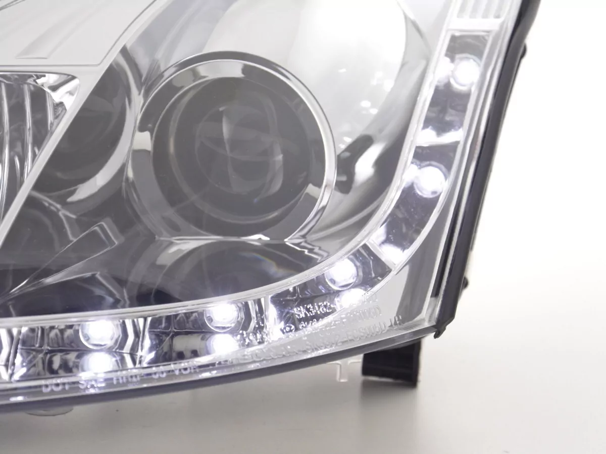 Scheinwerfer Set Daylight LED TFL-Optik Ford Focus 3/4/5-trg. Bj. 01-04 chrom für Rechtslenker