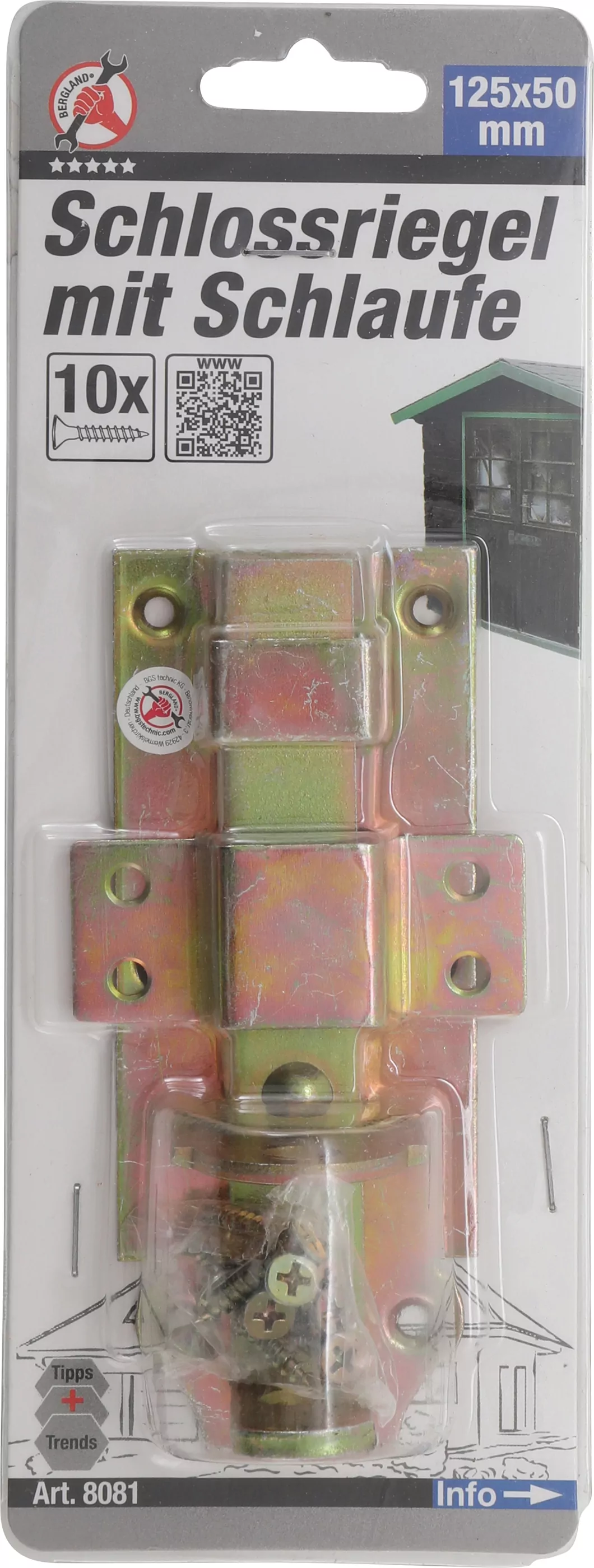 Schlossriegel mit Schlaufe | 125 x 50 mm