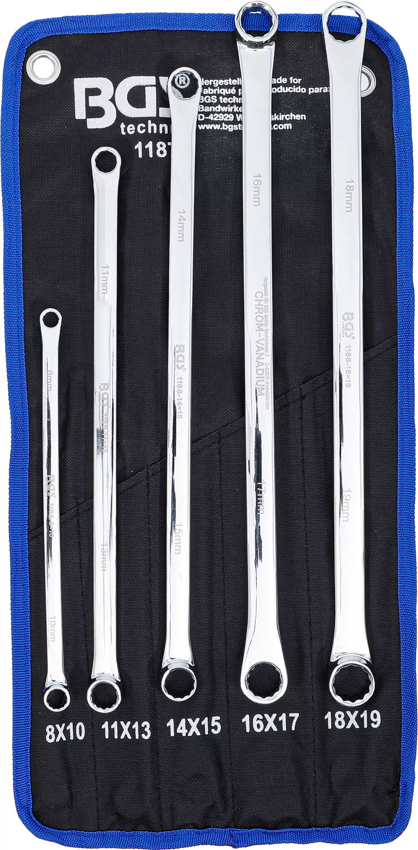 Doppel-Ringschlüssel-Satz | extra lang | SW 8 - 19 mm | 5-tlg.