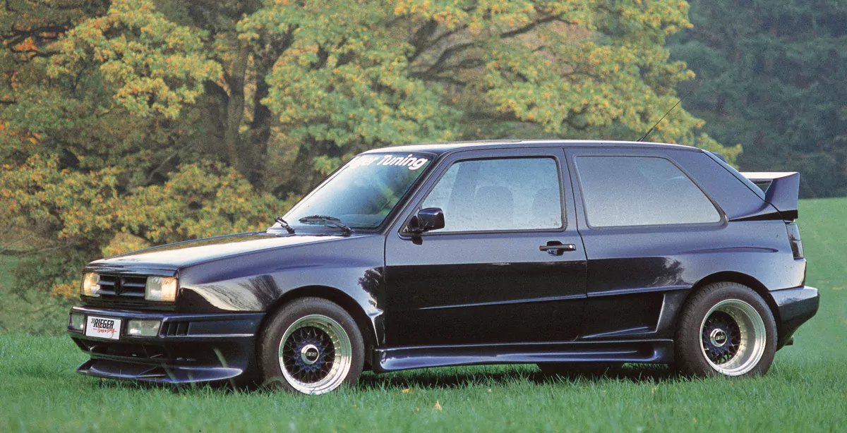 Rieger Spoilerstoßstange Breitbau II für VW Golf 2 -  83-91 carbon optik