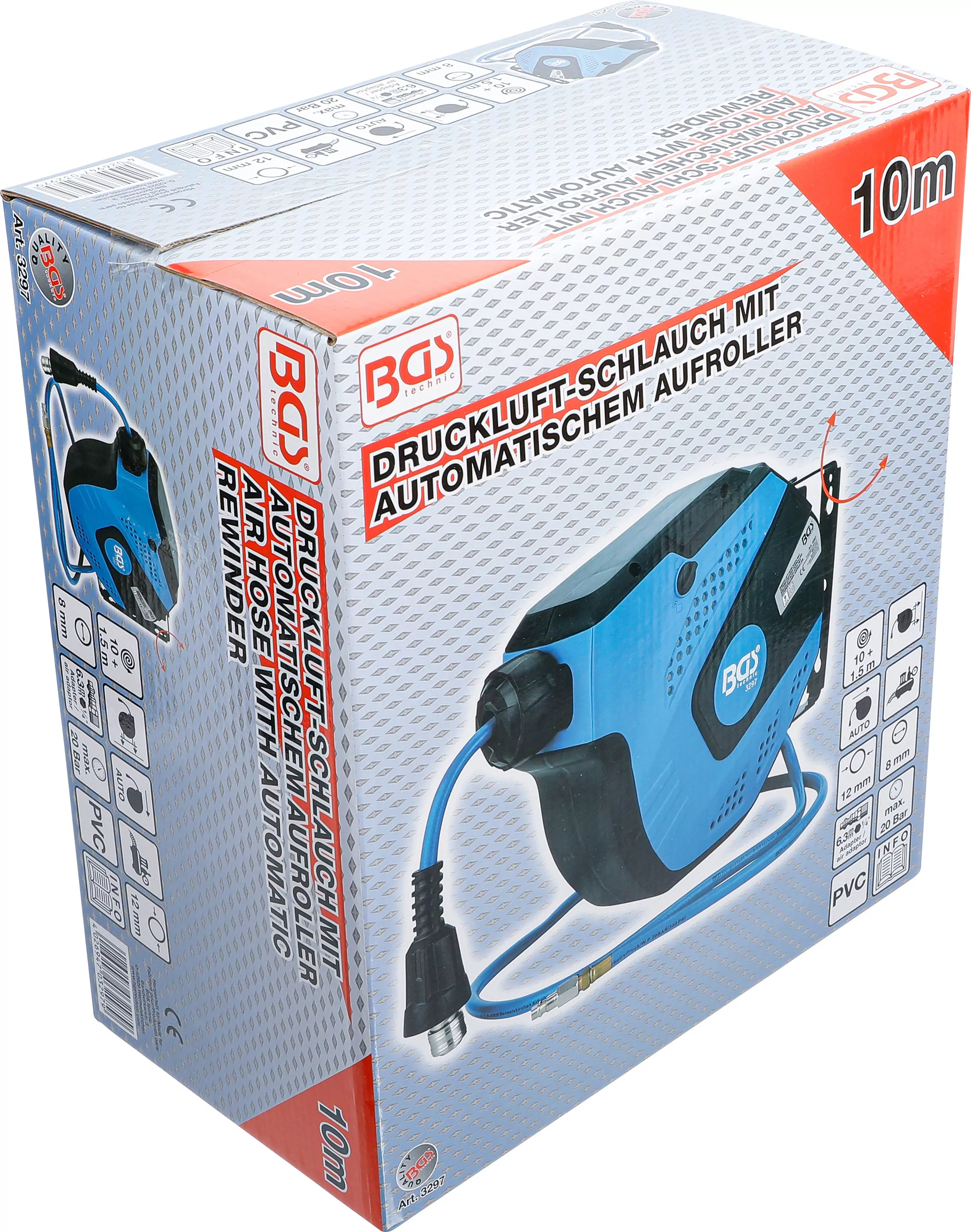 Druckluftschlauch mit Aufroller | automatisch | 10 m