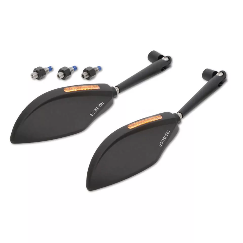 HIGHSIDER pro Handlebar Mirror Torezzo Black With LED Indicator (Pair)