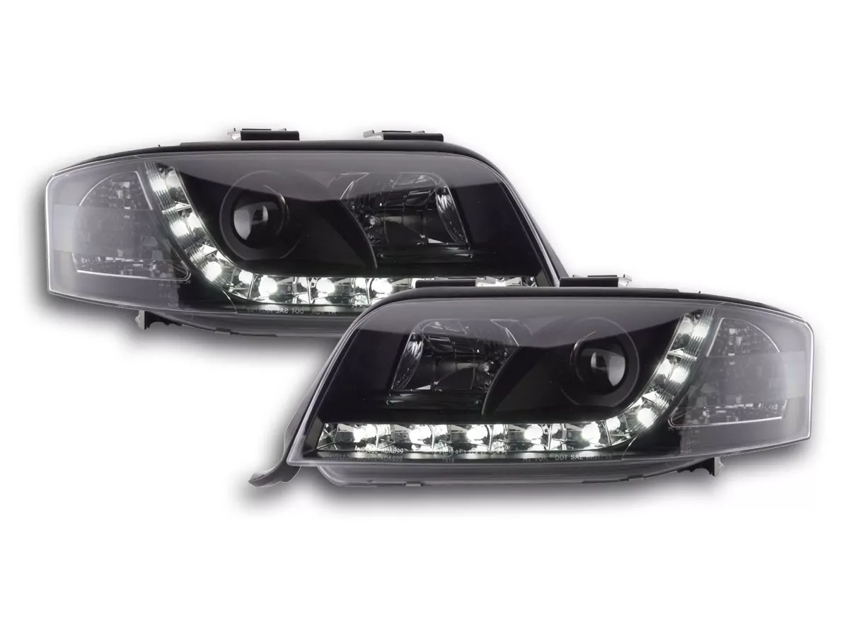 Scheinwerfer Set Daylight LED Tagfahrlicht Audi A6 4B Bj. 01-03 schwarz