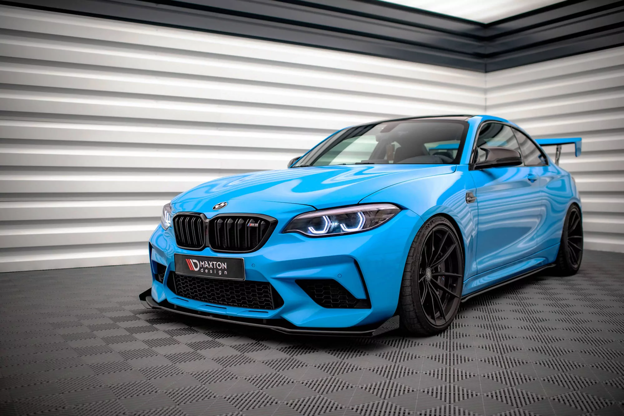 Street Pro Front Ansatz Für +Flaps Für V.1 + Flaps BMW M2 Competition F87 Schwarz Hochglanz