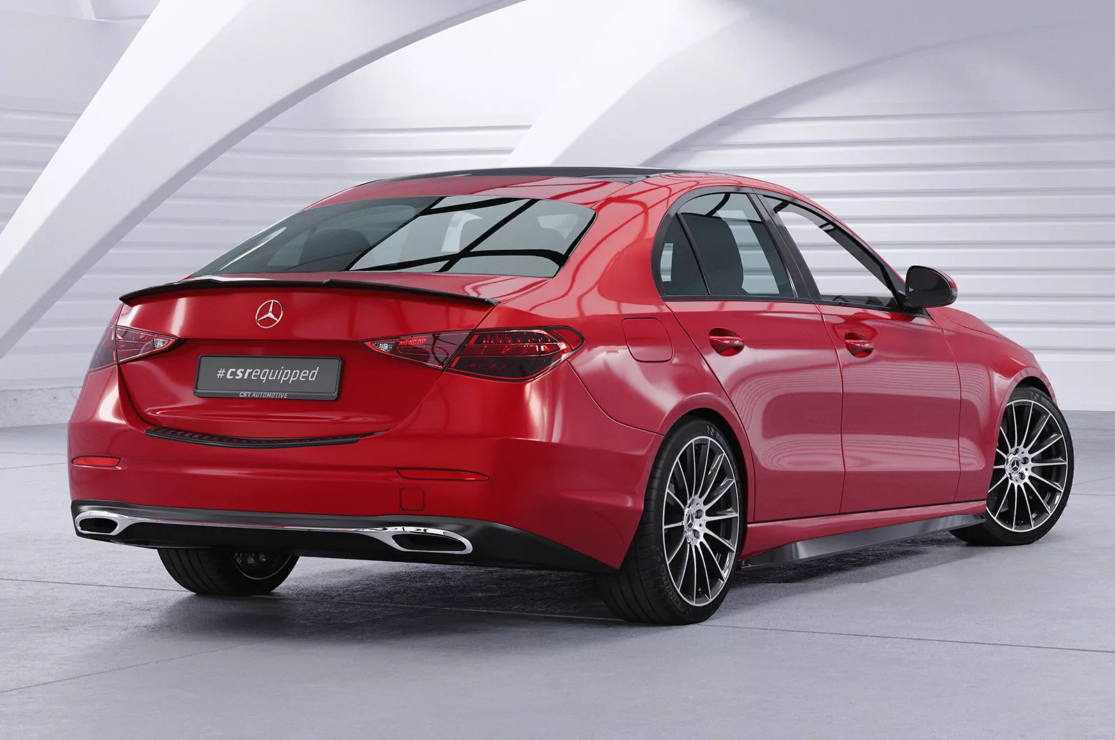 Heckflügel mit ABE für Mercedes Benz C-Klasse (W206) Limousine HF914 Schwarz Strukturiert