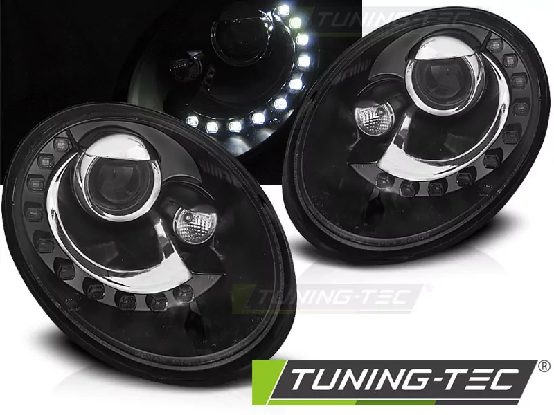 HEADLIGHTS DAYLIGHT BLACK fits VW NEW BEETLE 06-12
