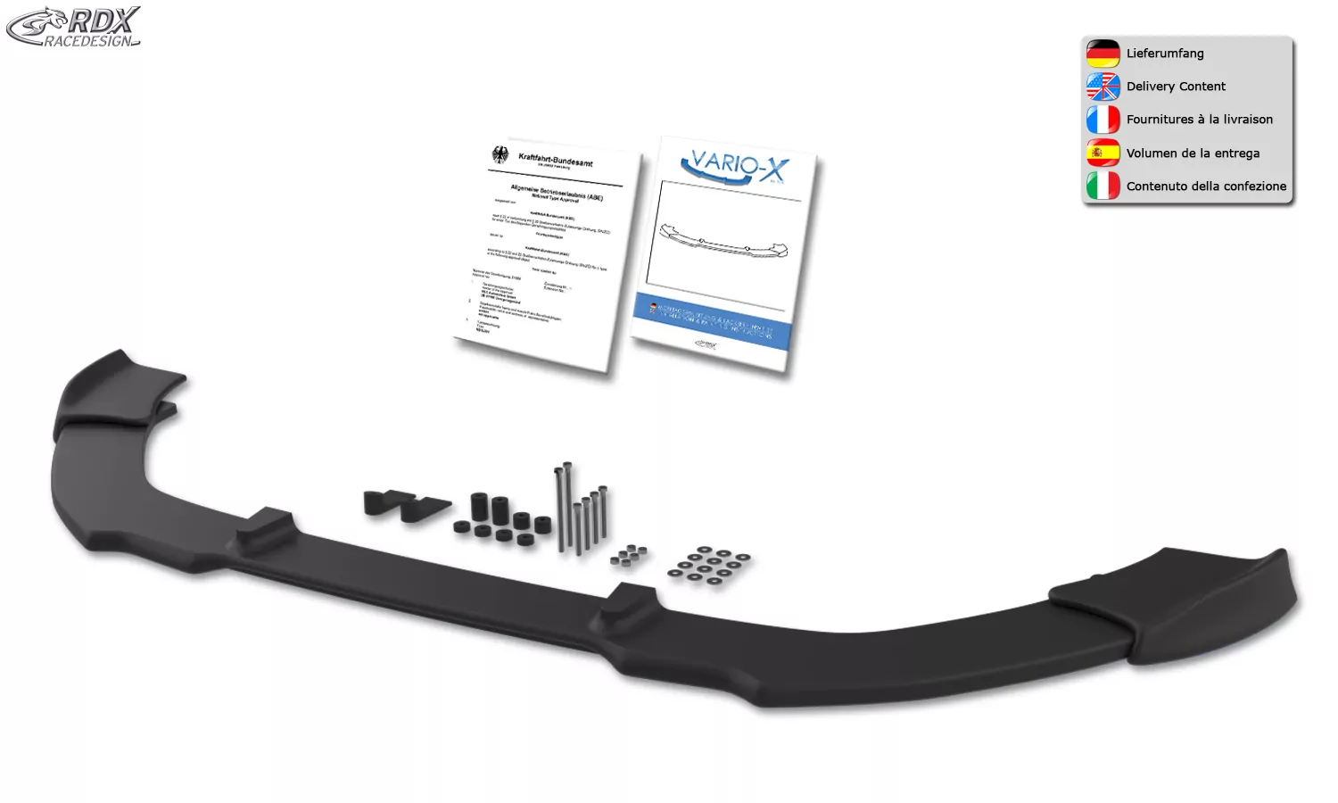 RDX Frontspoiler VARIO-X für FORD Transit Connect / Tourneo Connect 2013-2018 Frontlippe Front Ansatz Vorne Spoilerlippe