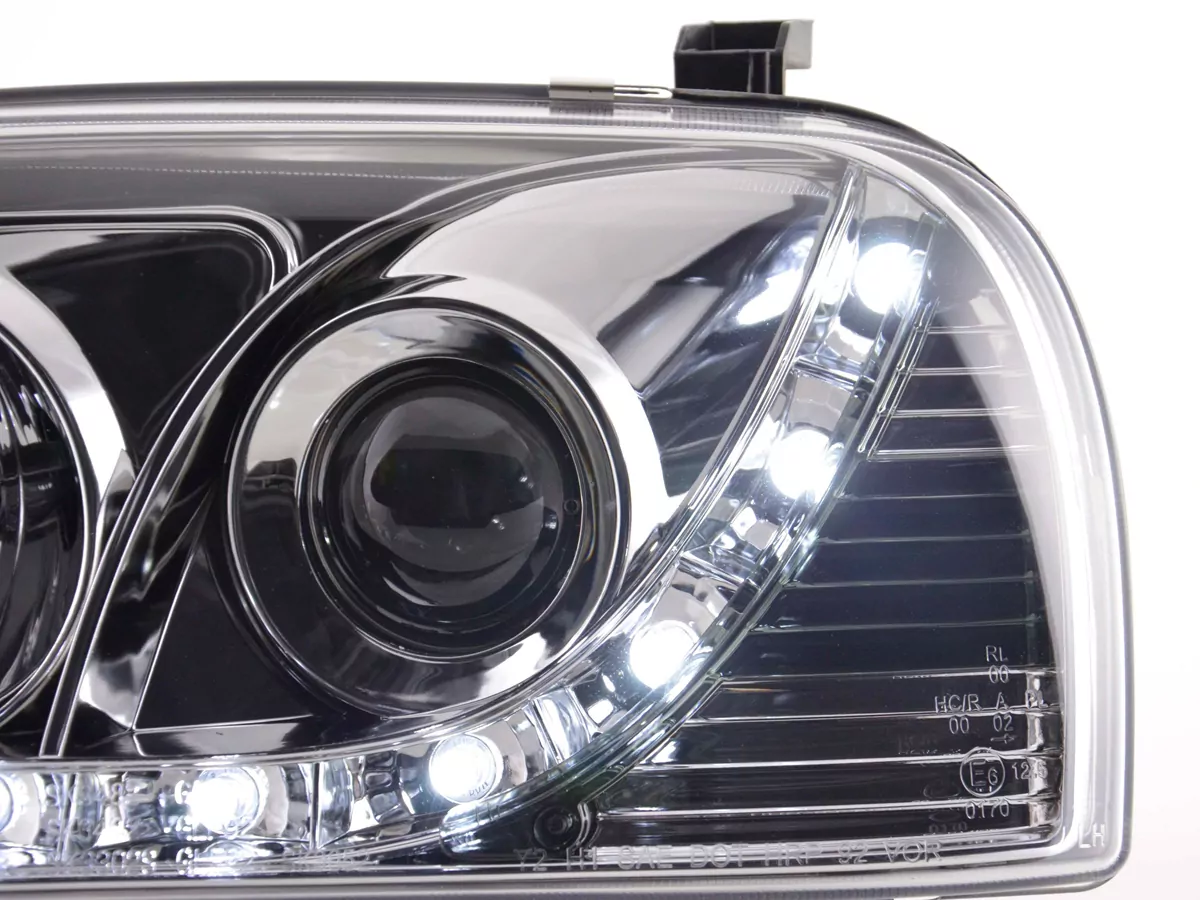 Scheinwerfer Set Daylight LED Tagfahrlicht VW Golf 3 Bj. 91-97 chrom