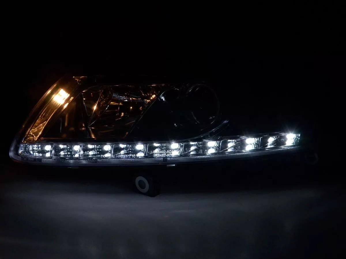 Scheinwerfer Set Daylight LED Tagfahrlicht Audi A6 Typ 4F Bj. 04-08 chrom