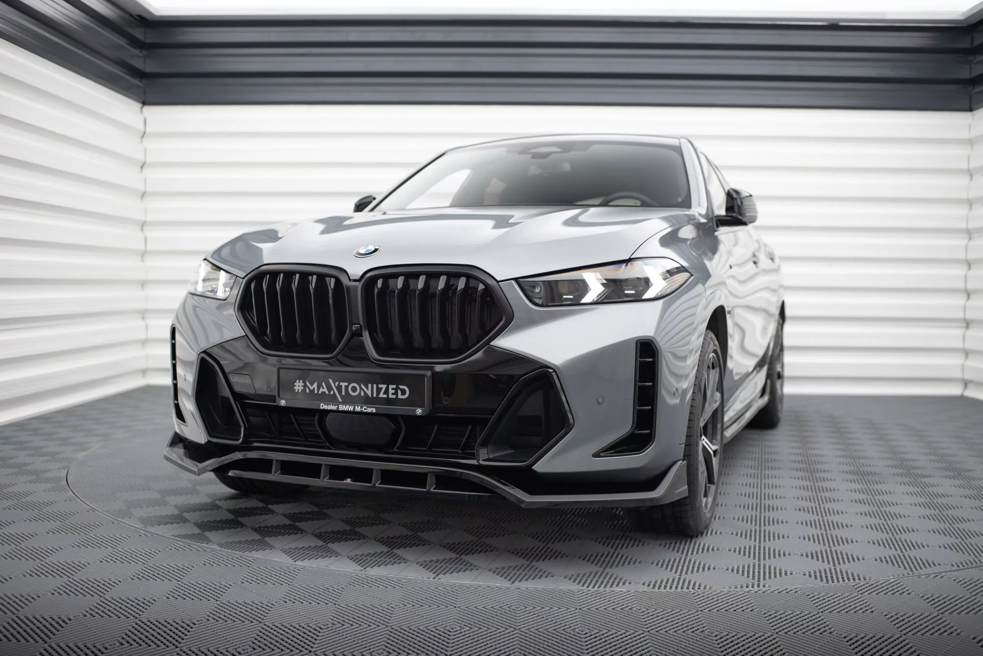 Front Ansatz V.2 Für BMW X6 M-Paket G06 Facelift Schwarz Hochglanz