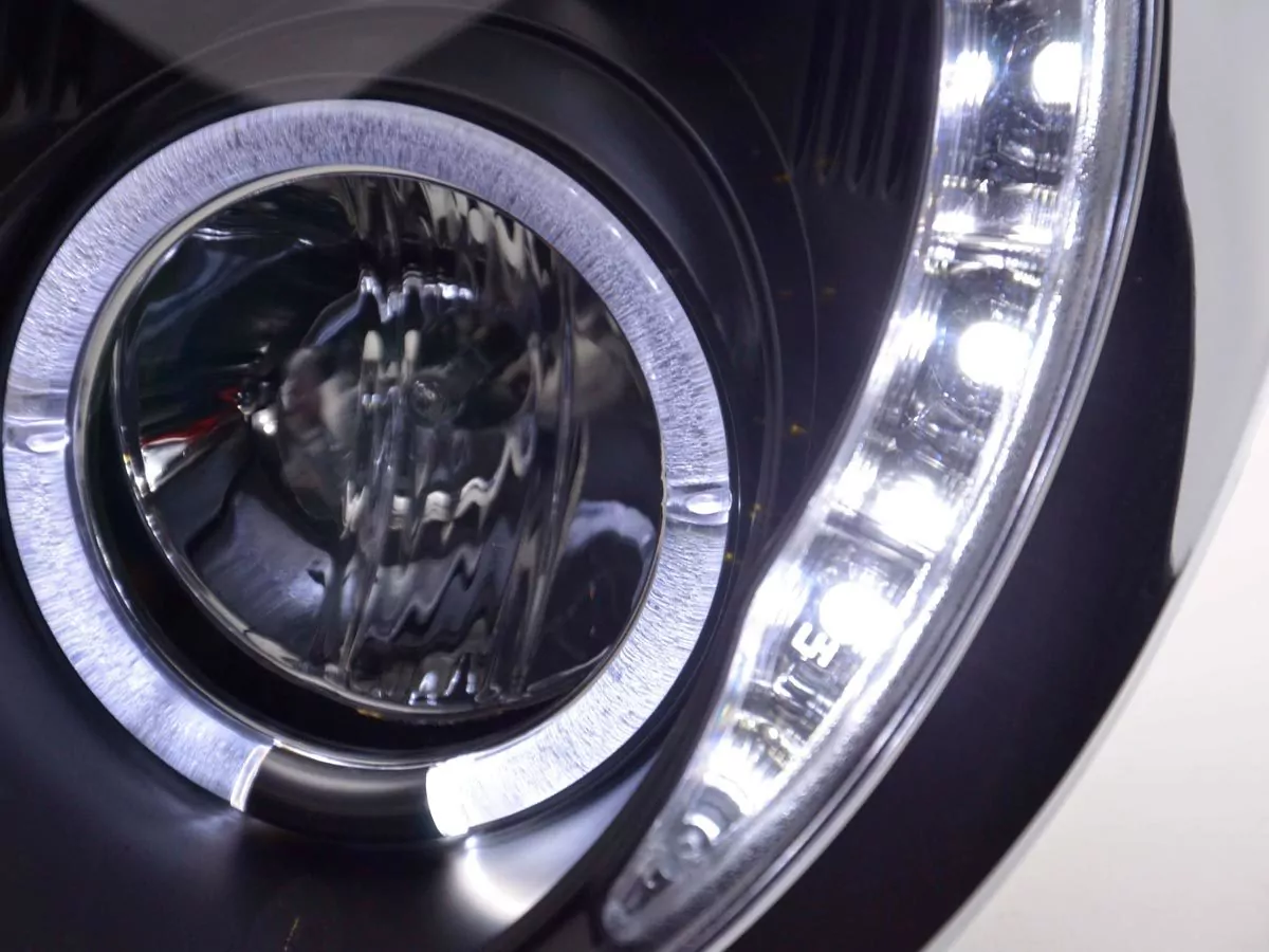 Scheinwerfer Set Daylight LED TFL-Optik Mini Cooper Typ R50 Bj. 01-06 schwarz