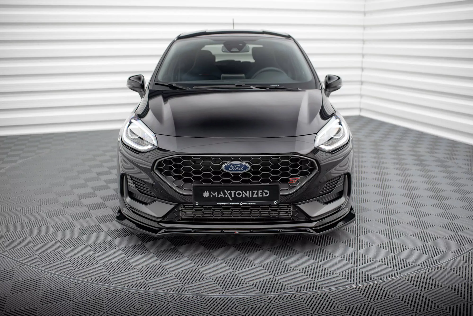 Front Ansatz V.4 Für Ford Fiesta ST / ST-Line Mk8 Facelift Schwarz Hochglanz