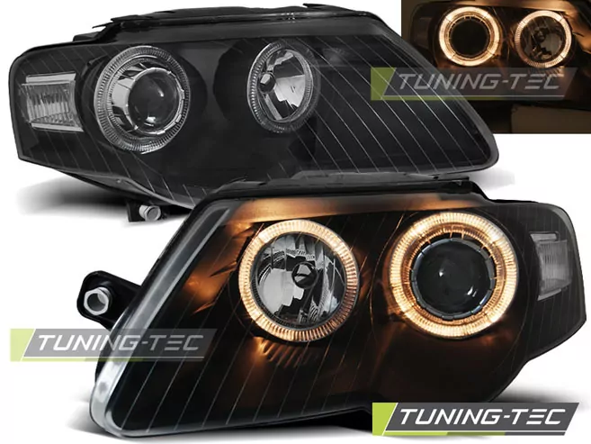 HEADLIGHTS ANGEL EYES BLACK fits VW PASSAT B6 3C 03.05-10