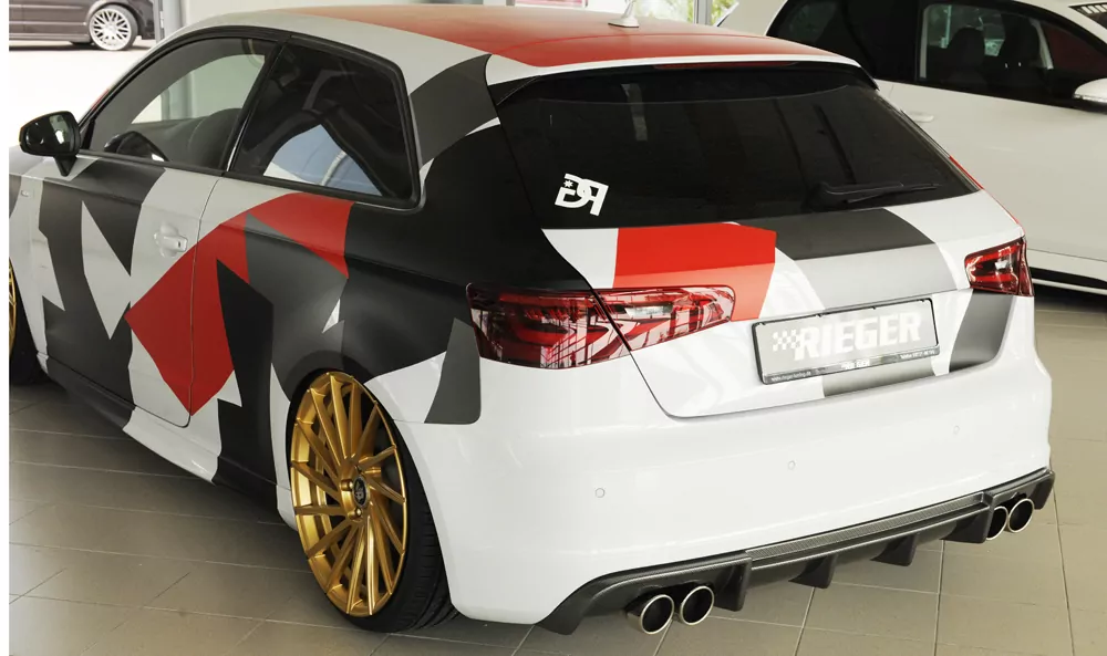 Rieger Heckeinsatz für Audi A3 (8V) - 3-tür. (Schrägheck 8V1) 07.12-08.16 (bis Facelift) carbon optik