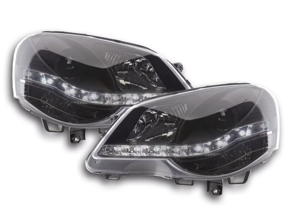 Scheinwerfer Set Daylight LED TFL-Optik VW Polo Typ 9N3 Bj. 05-09 schwarz
