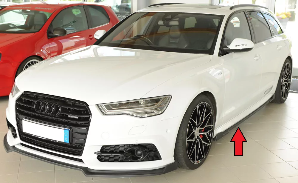 Rieger Seitenschweller links ansatz (2-tlg.) matt schwarz für Audi A6 S6 (4G/C7) Lim. 09.14- (ab Facelift)