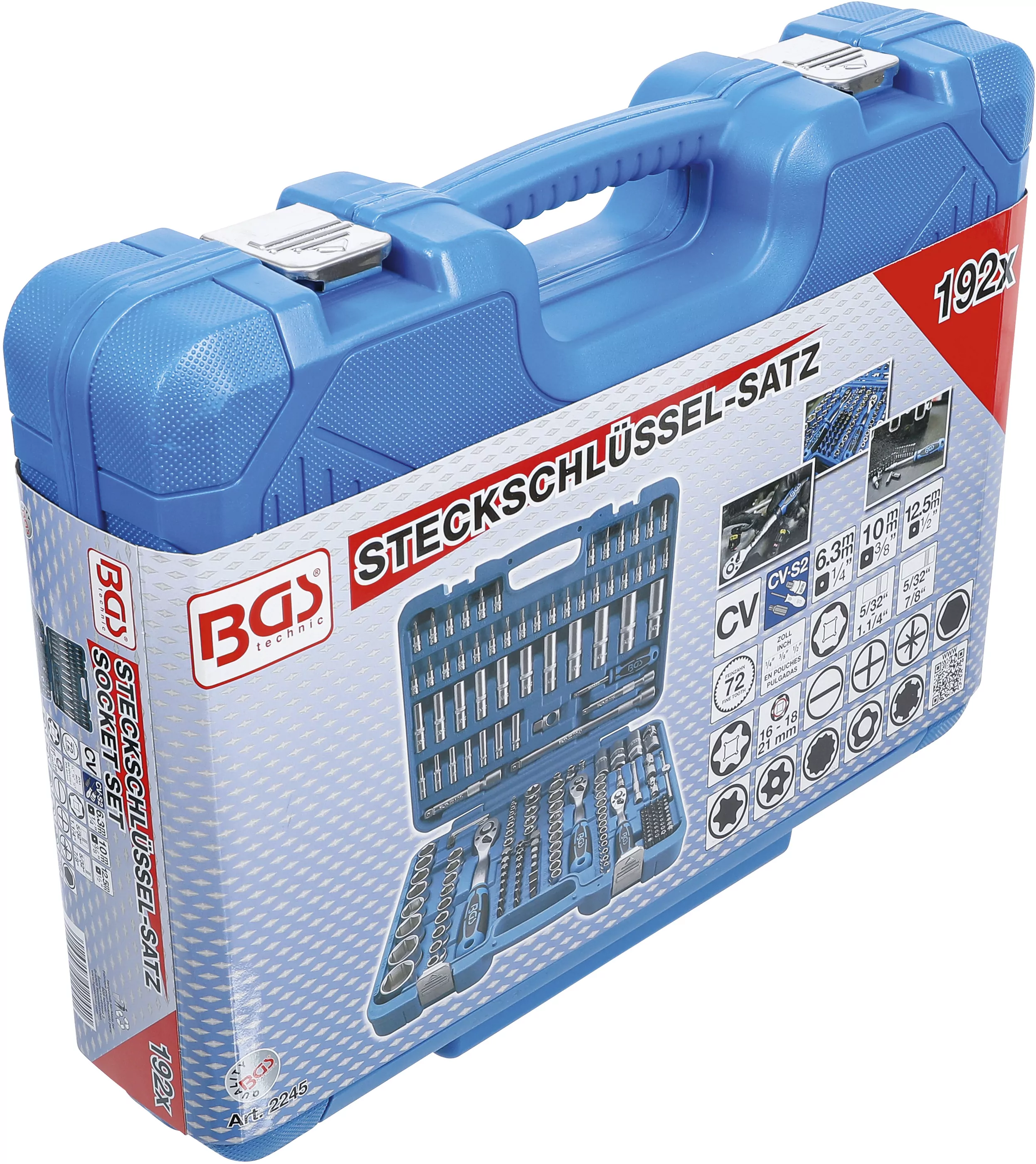 Steckschlüssel-Satz Sechskant | Antrieb 6,3 mm (1/4") / 10 mm (3/8") / 12,5 mm (1/2") | Zollgrößen | 192-tlg.