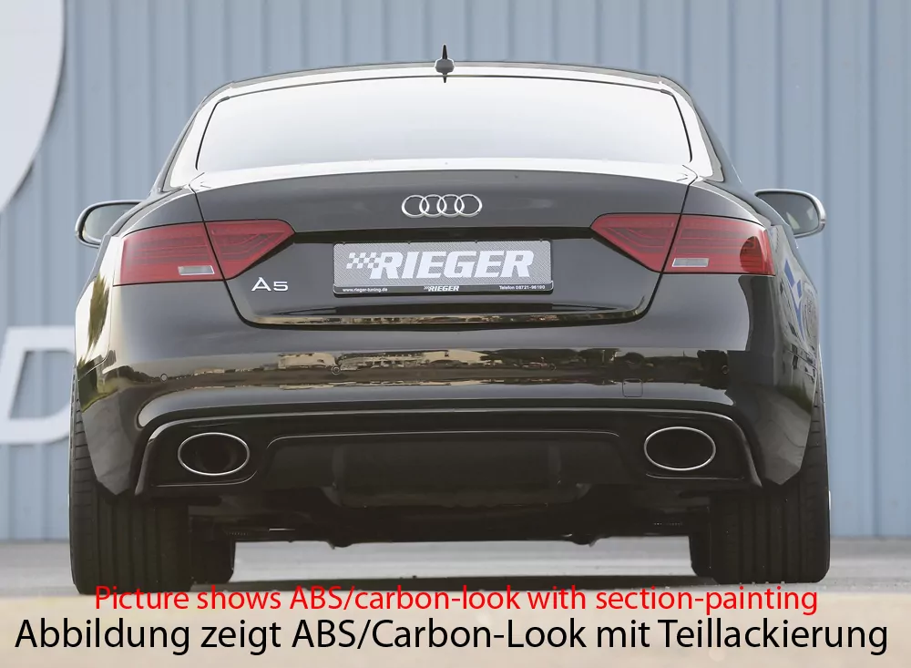 Rieger Heckeinsatz für Audi A5 S5 (B8/B81) - Sportback 10.11-06.16 (ab Facelift) schwarz glanz