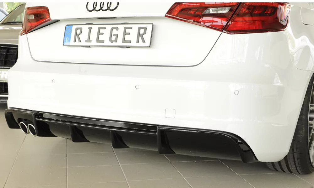 Rieger Heckeinsatz für Audi A3 (8V) - 3-tür. (Schrägheck 8V1) 07.12-08.16 (bis Facelift) schwarz glanz
