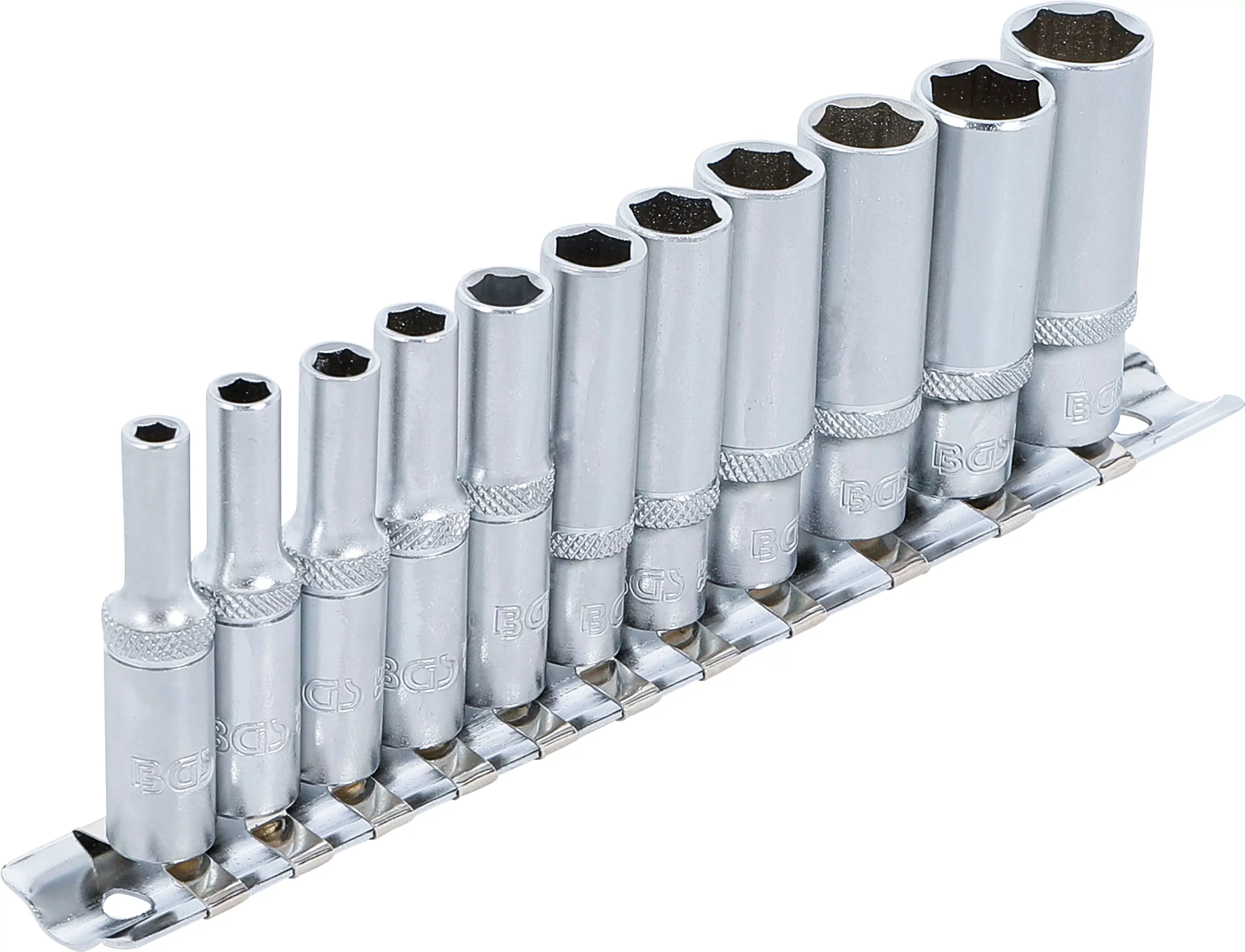 Steckschlüssel-Einsatz-Satz Sechskant, tief | Antrieb Innenvierkant 6,3 mm (1/4") | SW 4 - 13 mm | 11-tlg.