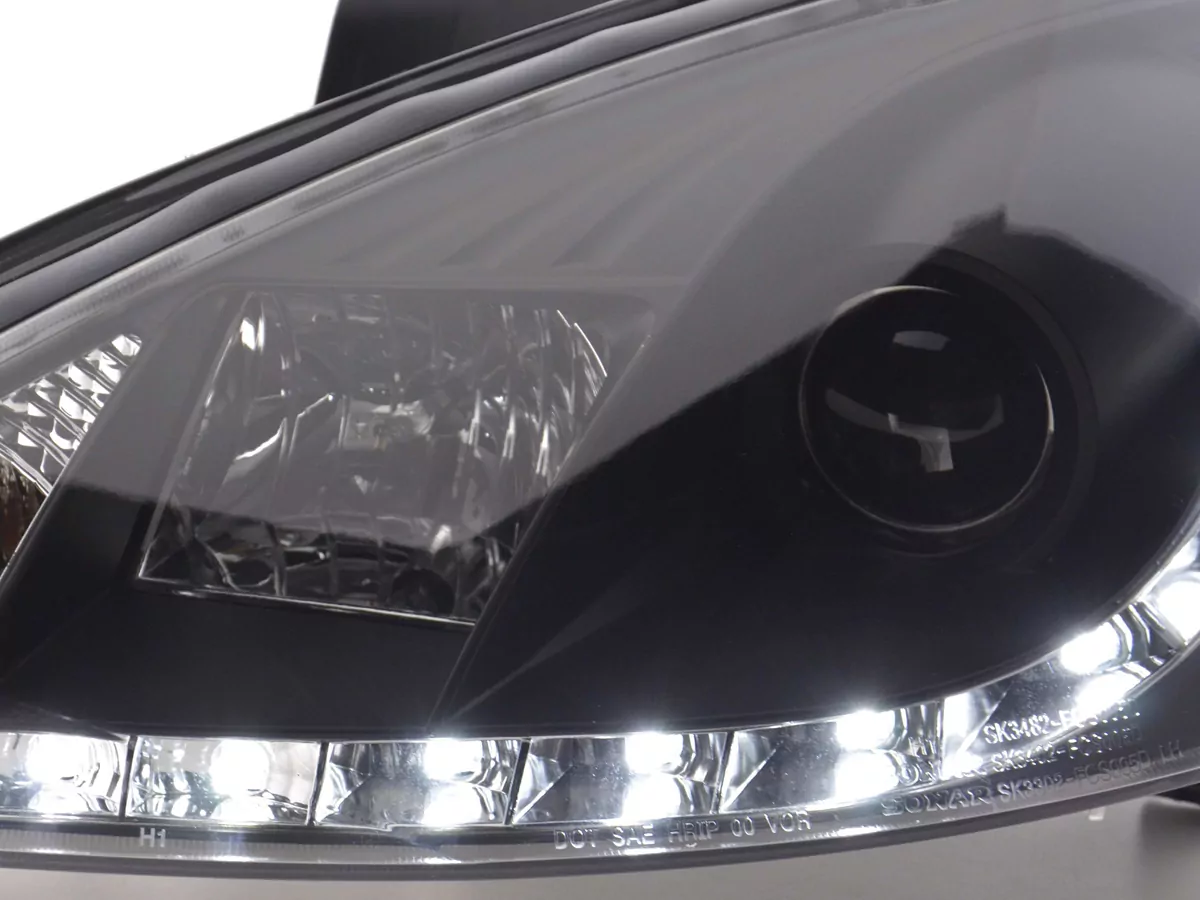 Scheinwerfer Set Daylight LED Tagfahrlicht Ford Focus 1 C170 schwarz