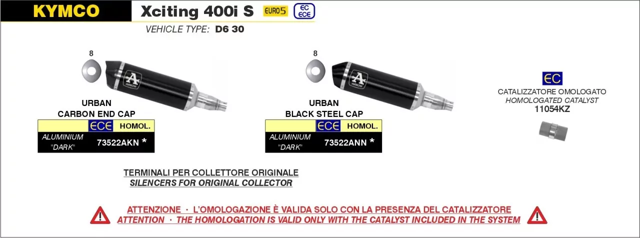 11054KZ-Arrow Nachrüstkatalysator KYMCO XCITING 400i S 21-22