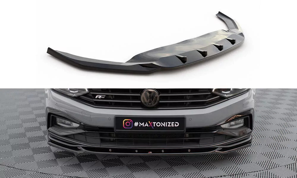 Front Ansatz V.2 Für Volkswagen Passat R-Line B8 Facelift Schwarz Hochglanz