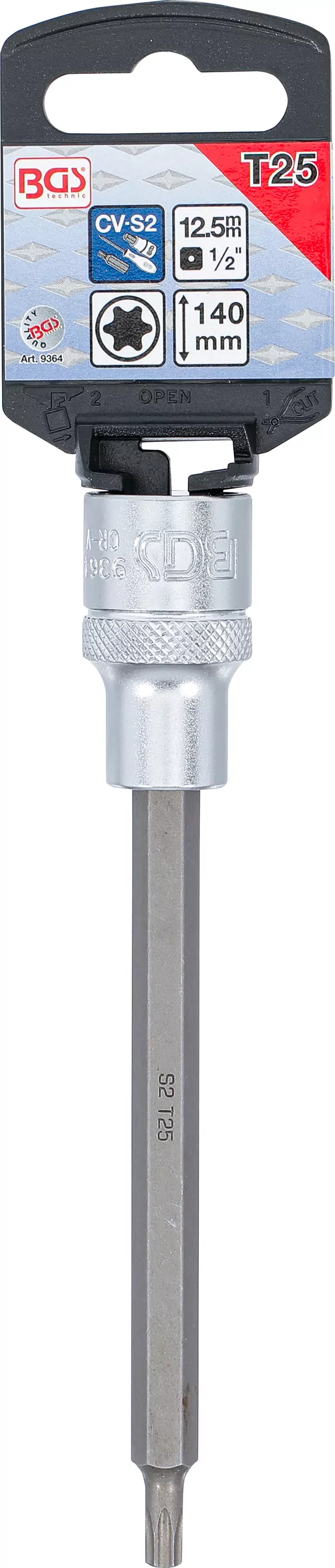 Bit-Einsatz | Länge 140 mm | Antrieb Innenvierkant 12,5 mm (1/2") | T-Profil (für Torx) T25
