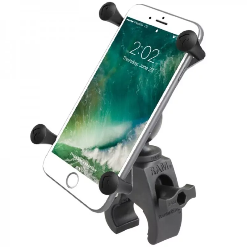 RAM Mounts Tough-Claw (Rohre/Stangen) mit X-Grip Universal Halteklammer für große Smartphones