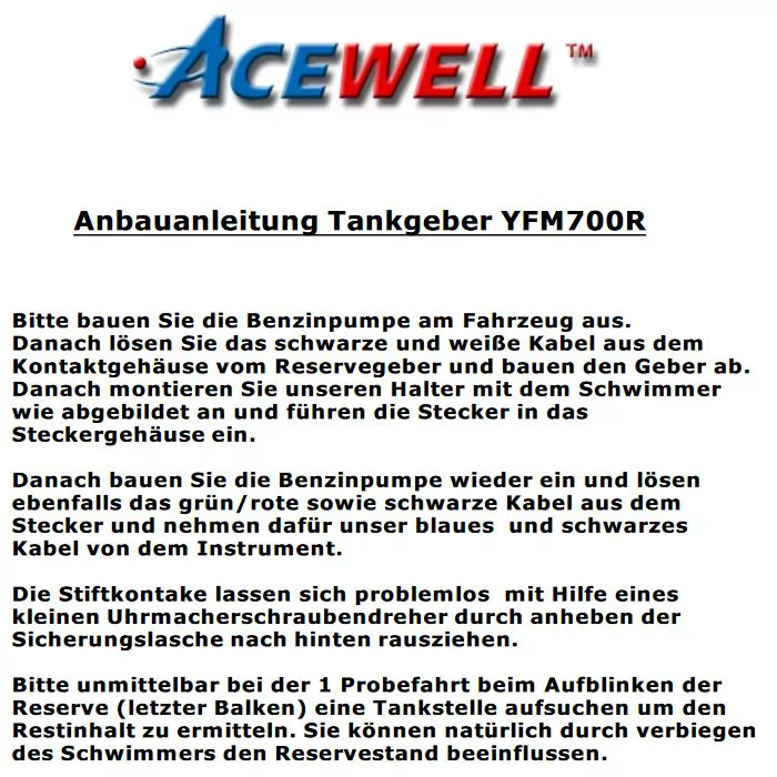  Tanksensor für die Yamaha "YFM 700"