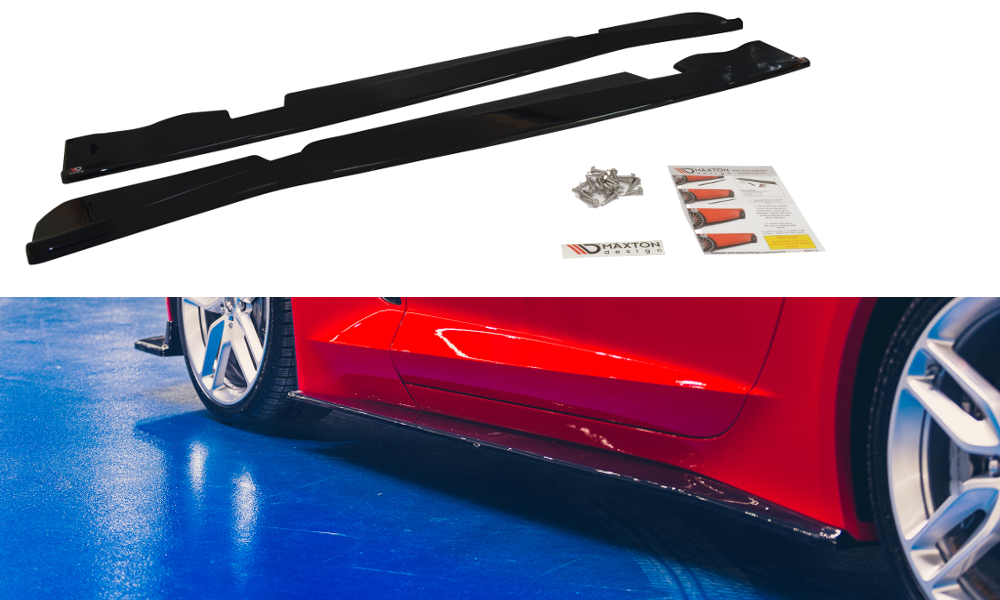 Seitenschweller Ansatz Passend Für Passend Für CHEVROLET CORVETTE C7 Schwarz Hochglanz Schwarz Hochglanz