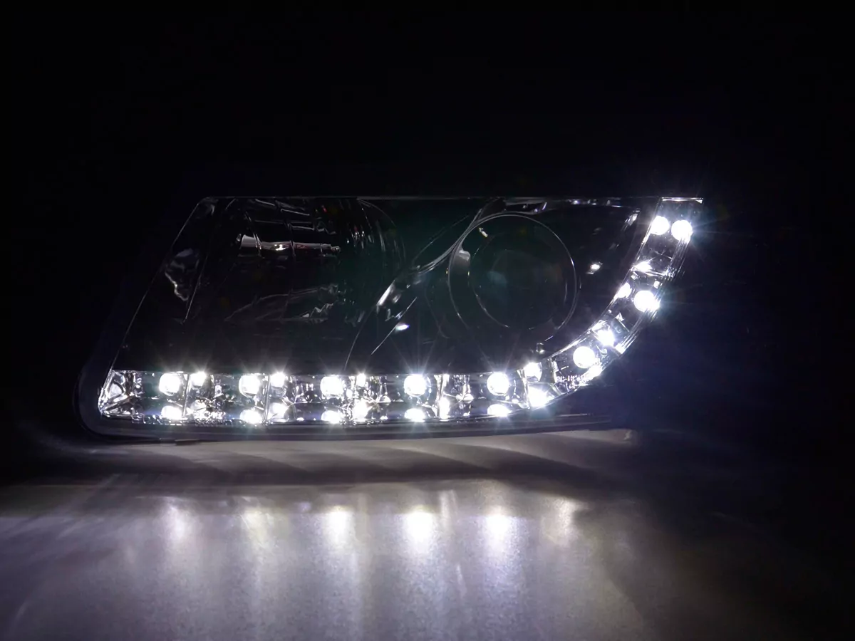 Scheinwerfer Set Daylight LED TFL-Optik VW Passat Typ 3B Bj. 97-00 chrom