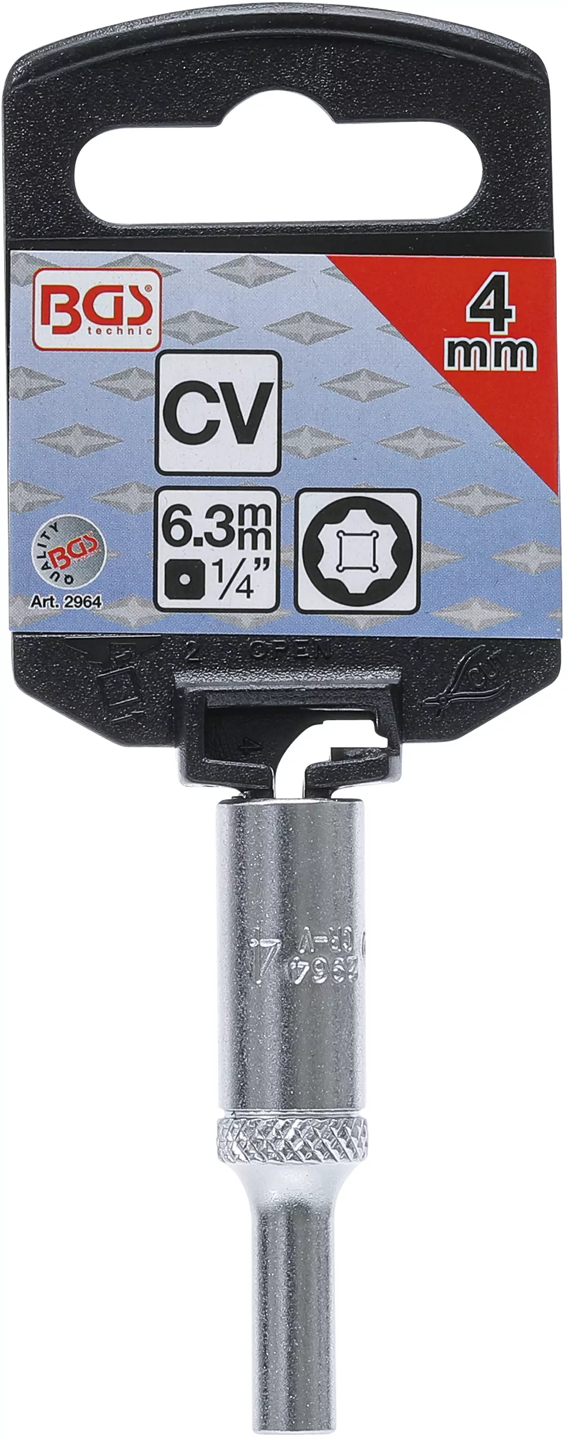 Steckschlüssel-Einsatz Super Lock, tief | Antrieb Innenvierkant 6,3 mm (1/4") | SW 4 mm