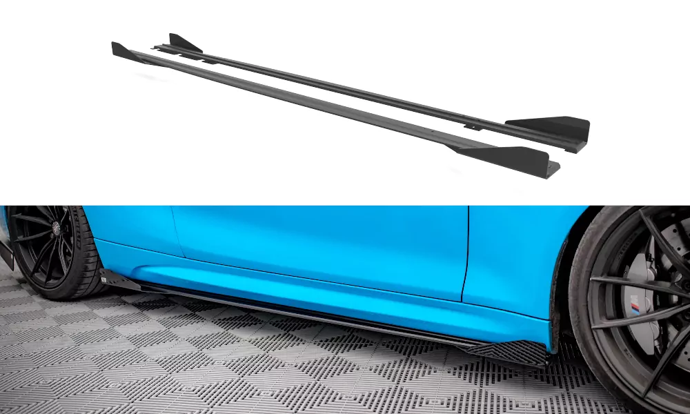 Street Pro Seitenschweller Ansatz Für + Flaps BMW M2 F87 Schwarz Hochglanz
