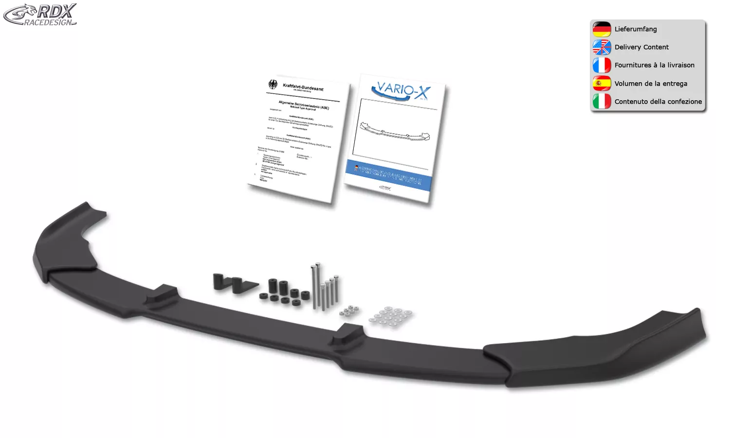 RDX Frontspoiler VARIO-X für VW Golf 8 Frontlippe Front Ansatz Vorne Spoilerlippe