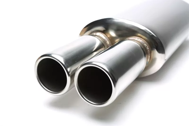 TA Technix Edelstahl Sportendschalldämpfer universal 2 x 76mm rund / gebördelt