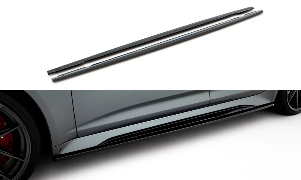 Seitenschweller Ansatz Für V.2 Für Audi RS6 C8 / RS7 C8 Schwarz Hochglanz