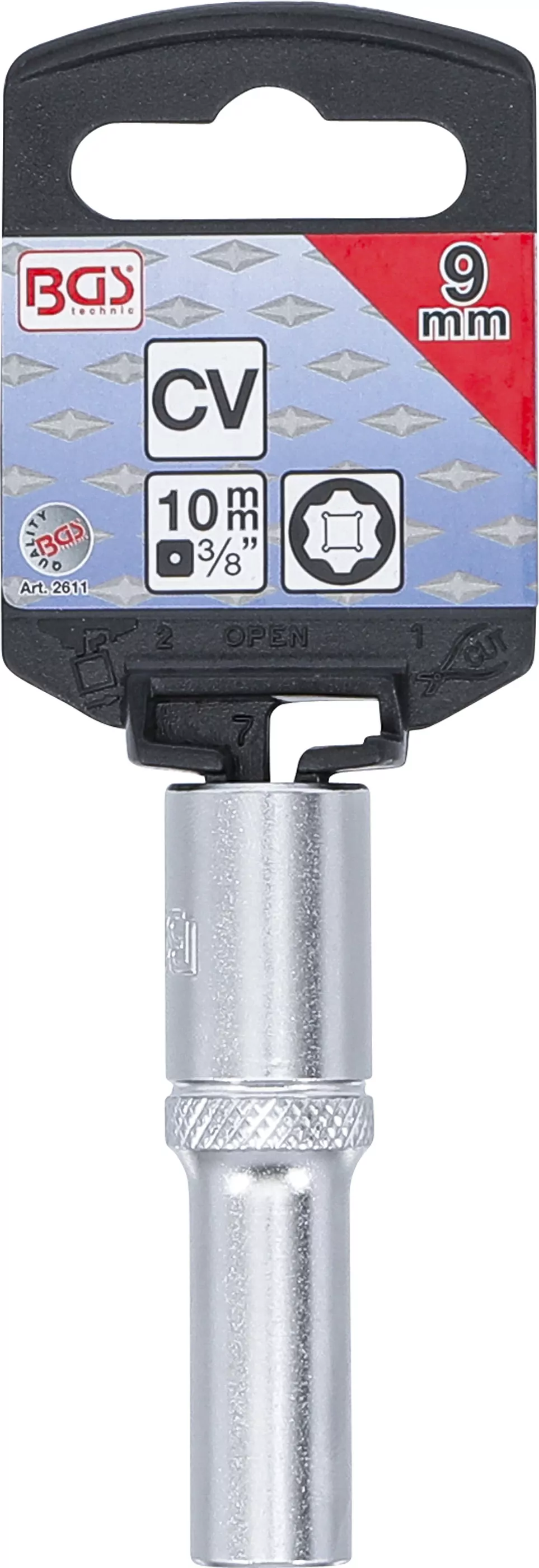 Steckschlüssel-Einsatz Super Lock, tief | Antrieb Innenvierkant 10 mm (3/8") | SW 9 mm