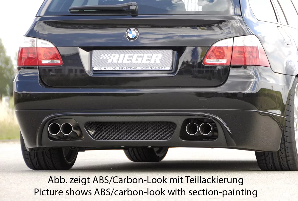 Rieger Heckschürzenansatz für BMW 5er E61 - Touring -08 (bis Facelift) carbon optik