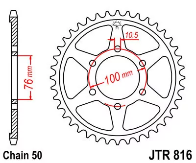 Kettenrad 49Z  |  530 SI Innen Ø 076 Lochkreis 100