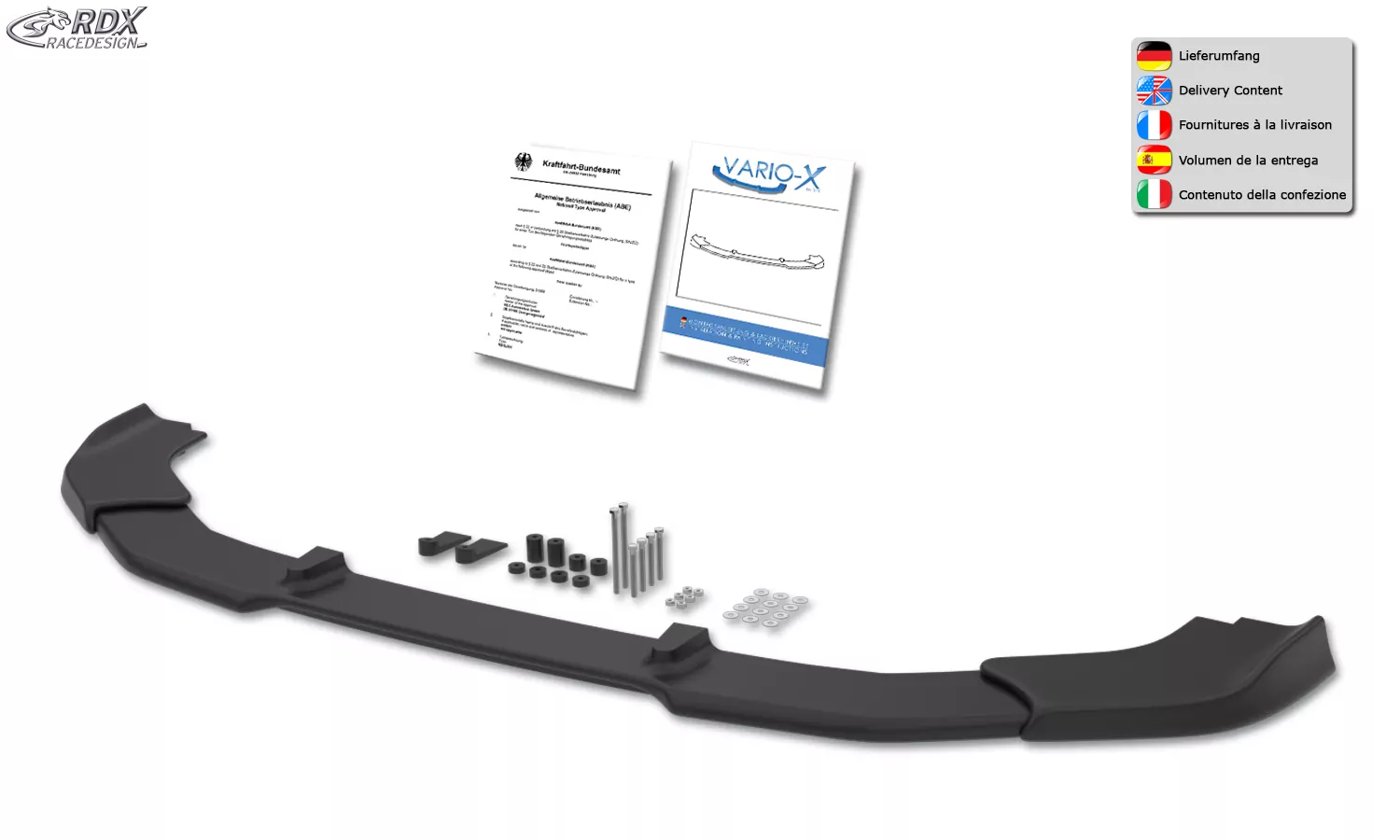 RDX Frontspoiler VARIO-X für MINI Cooper F55, F56, F57 (2020+) Frontlippe Front Ansatz Vorne Spoilerlippe