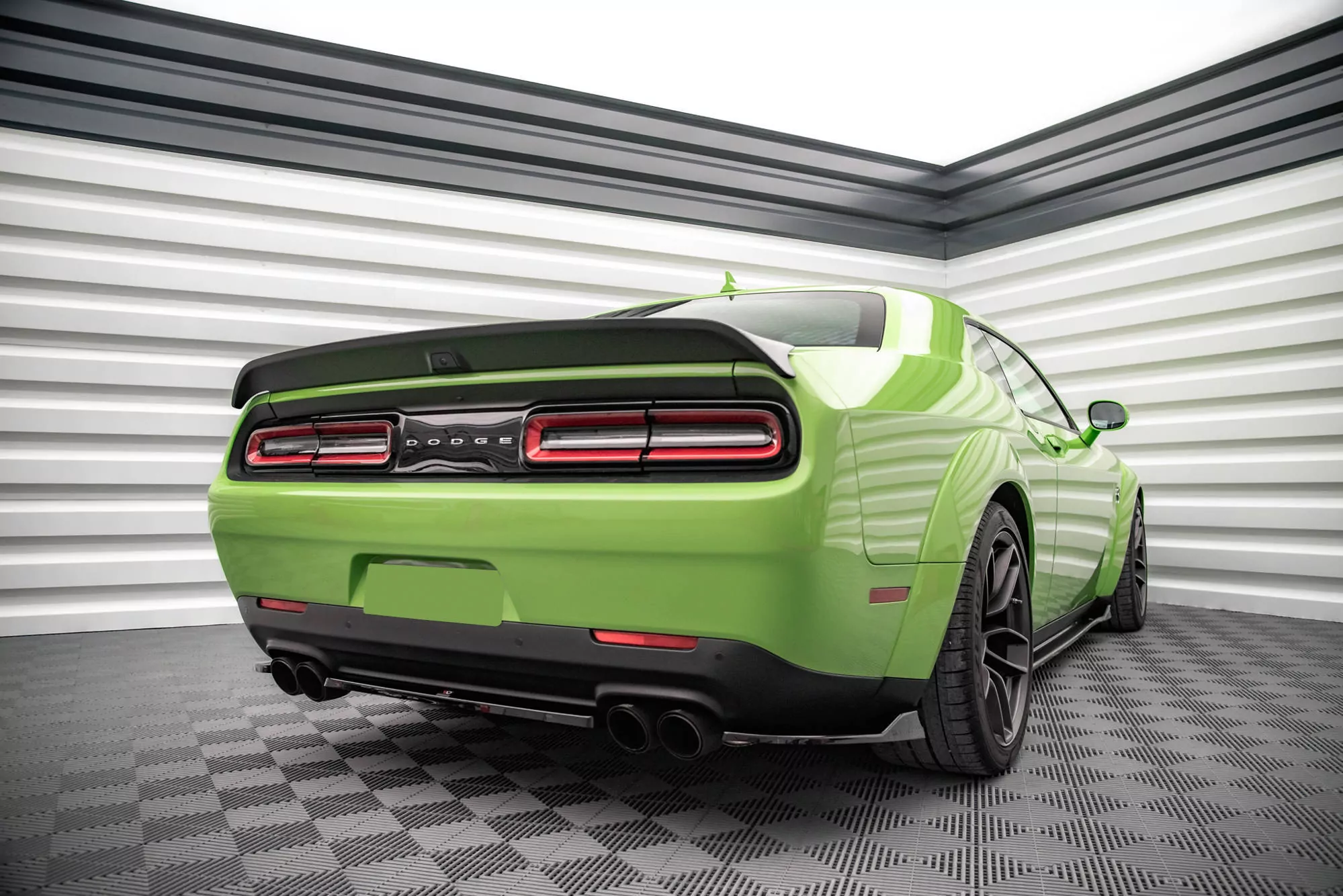 Heck Ansatz Flaps Diffusor Für Dodge Challenger SRT Hellcat Widebody Mk3 Schwarz Hochglanz