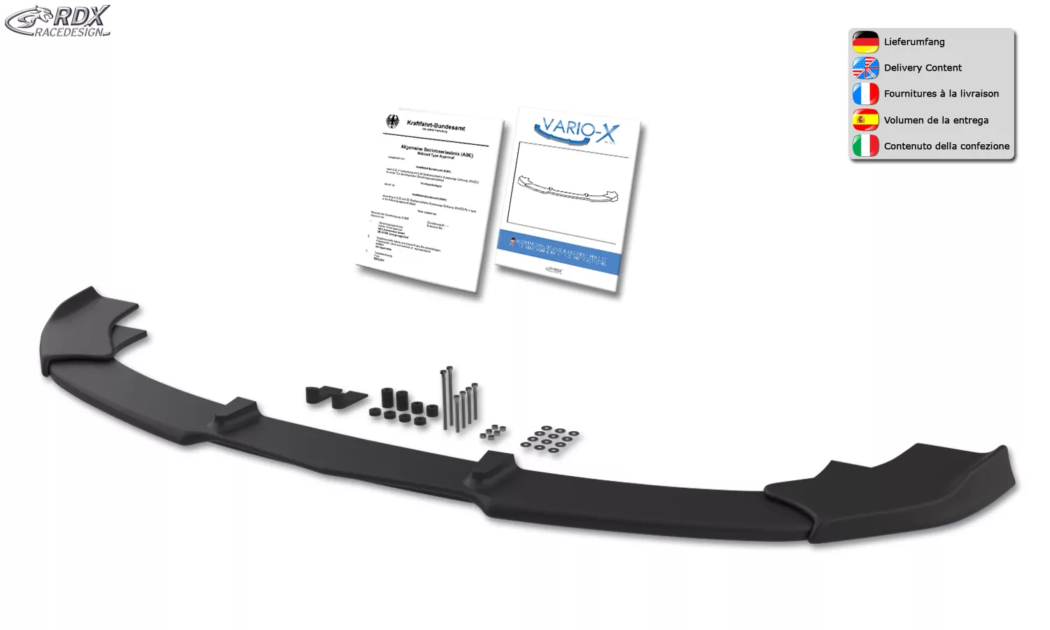 RDX Frontspoiler VARIO-X für MERCEDES E-Klasse AMG-Line (2020+) W213, S213, A238, C238 Frontlippe Front Ansatz Vorne Spoilerlippe