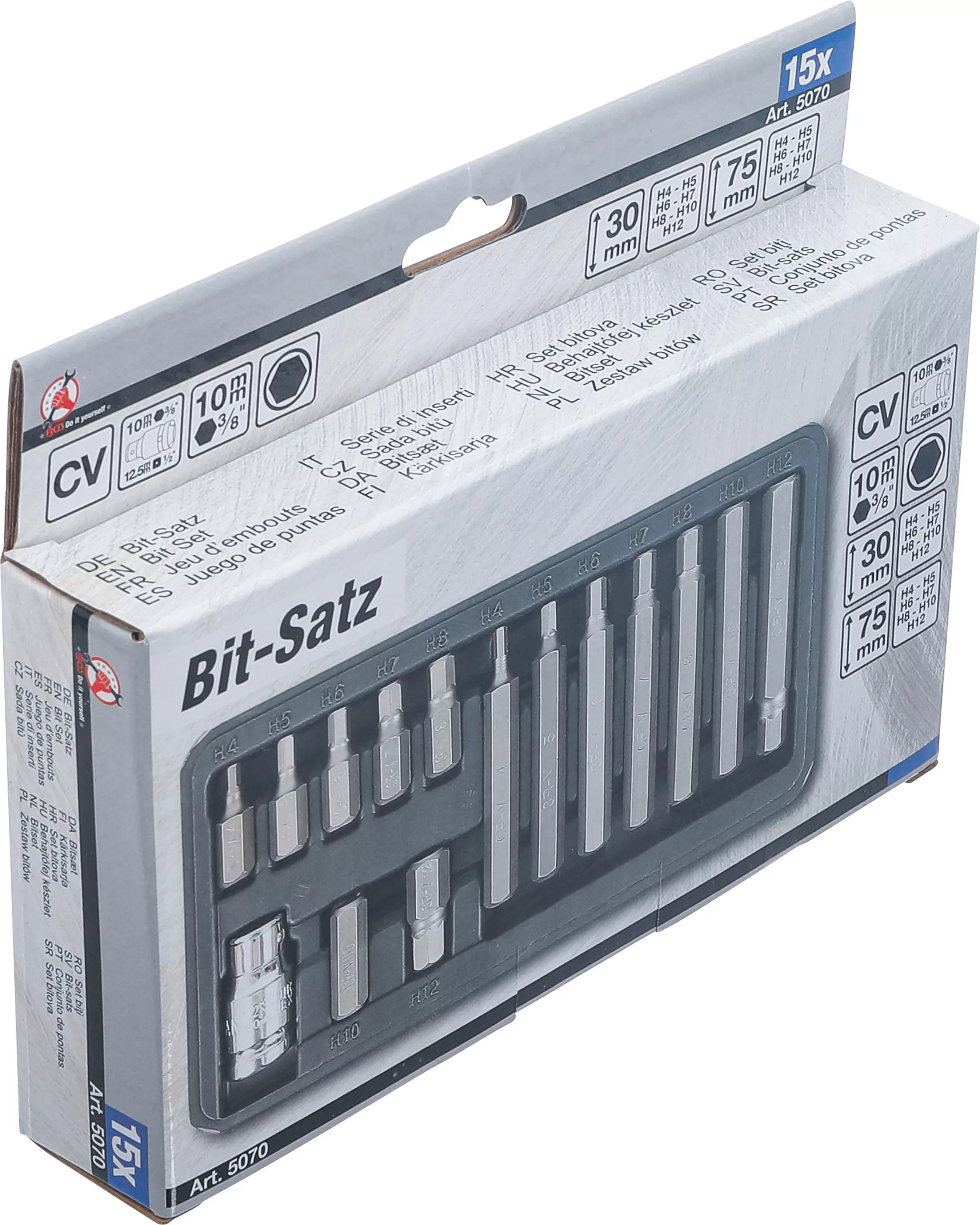 Bit-Satz | Antrieb Außensechskant 10 mm (3/8") | Innensechskant 15-tlg.